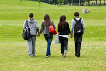 Young adults holding hands