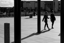 Black and white photo of young people