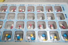 Medications arranged in little boxes