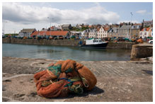 A bundle of nets on a dock